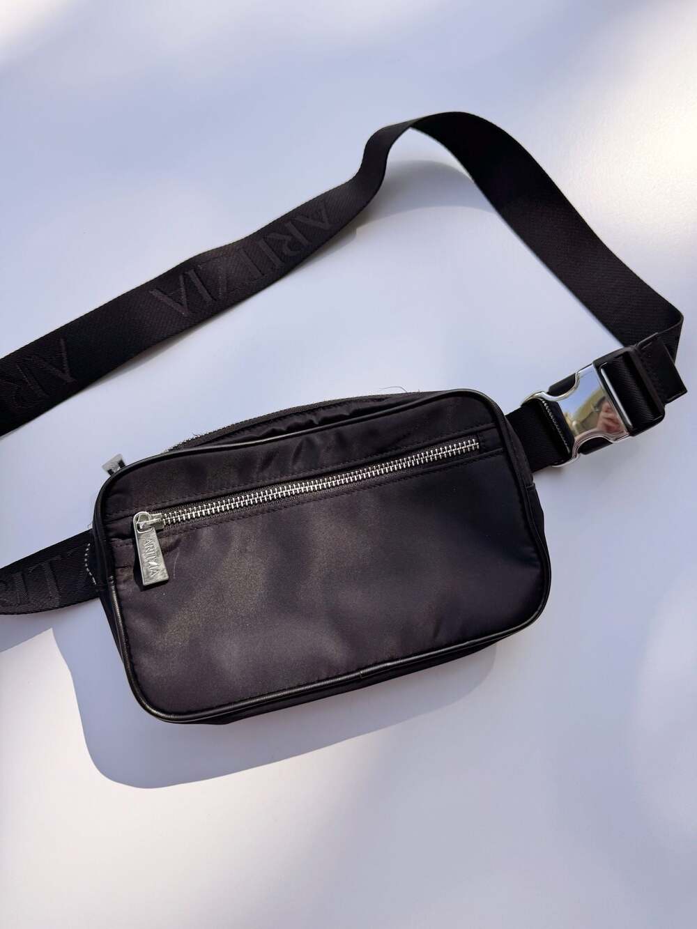 Aritzia Black Nylon Always Belt Bag with Branded Strap